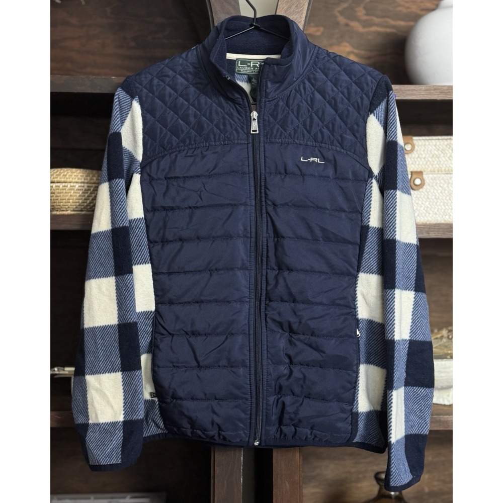 Lauren Ralph Lauren Women's Jacket Size Large Lauren Active Blue Plaid Full Zip